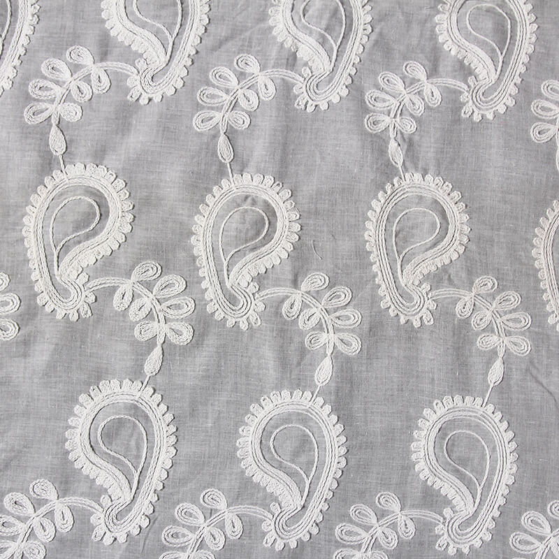 Chenille Dress White 100% Cotton Embroidered Fabric for Women's Wear W 7